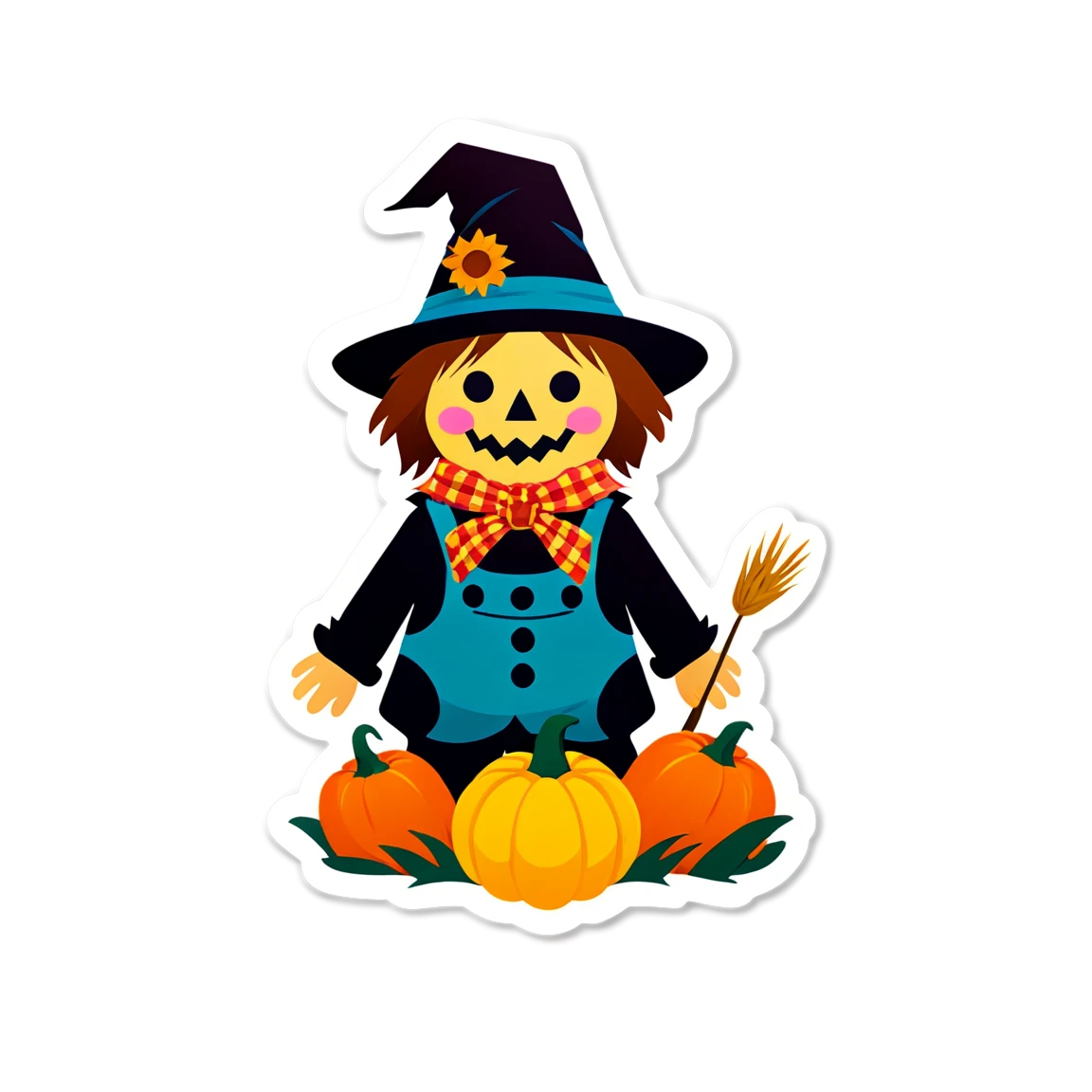 Farm with scarecrow, farm sticker