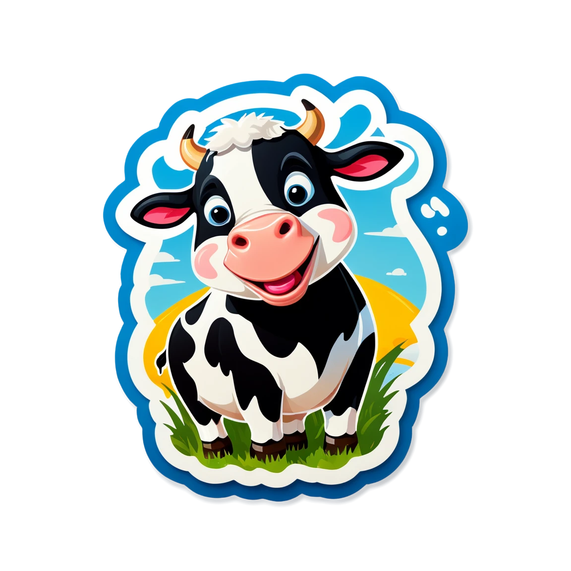 Farm animal sticker with cow