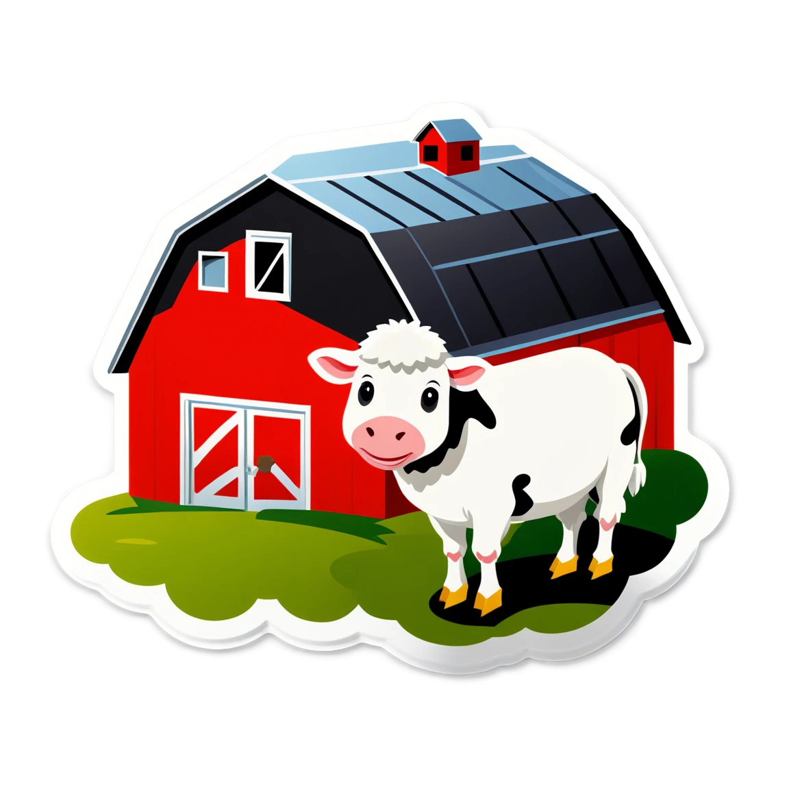 Farm animal sticker of a barn