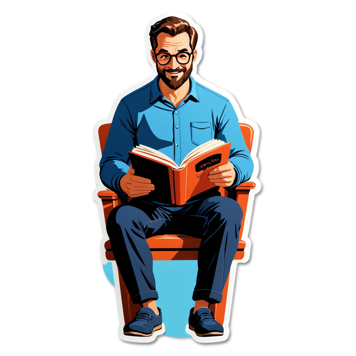 Father's Day reading a book, Father's Day sticker