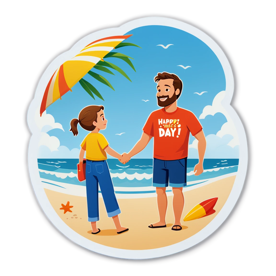 Father's Day on a beach, Father's Day sticker