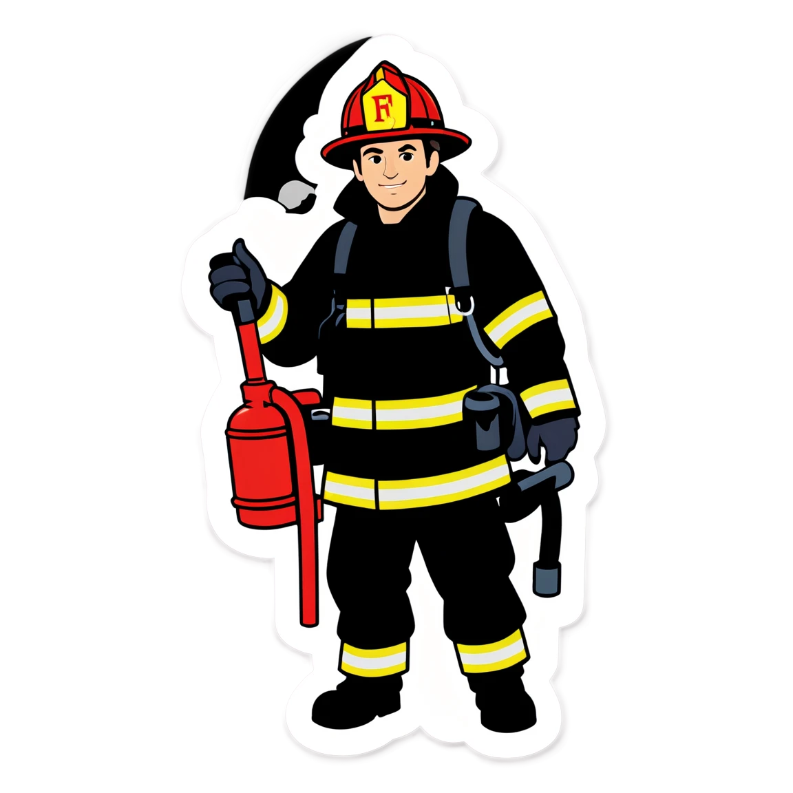 Firefighter gear, hero firefighter sticker, urban hero, firefighter sticker