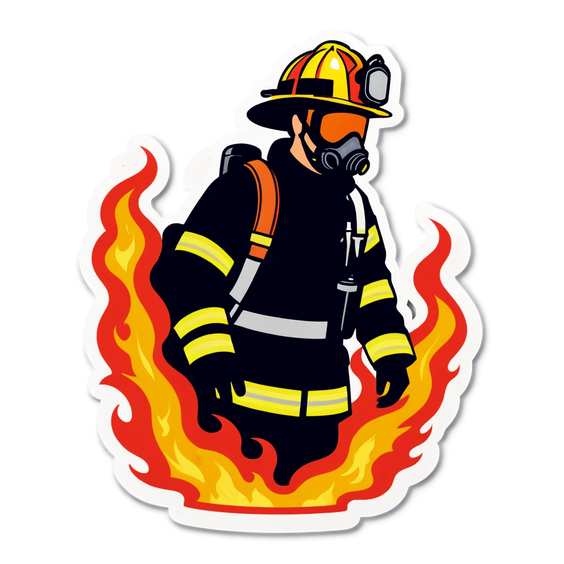 Dealing with fire, hero firefighter sticker, urban hero, firefighter sticker