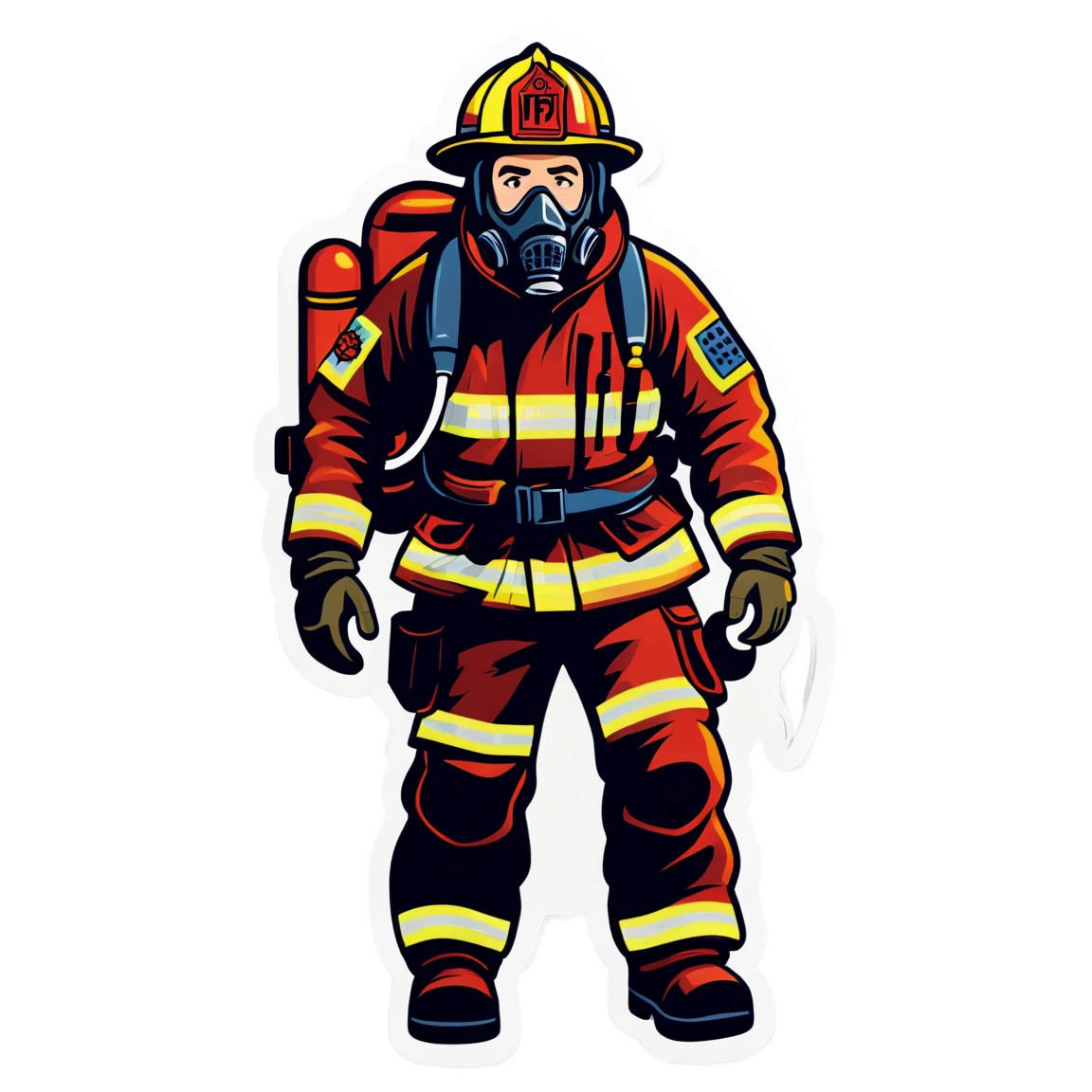 Firefighter gear, hero firefighter sticker, urban hero, firefighter sticker