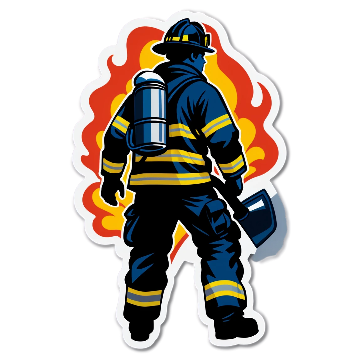 Dealing with fire, hero firefighter sticker, urban hero, firefighter sticker