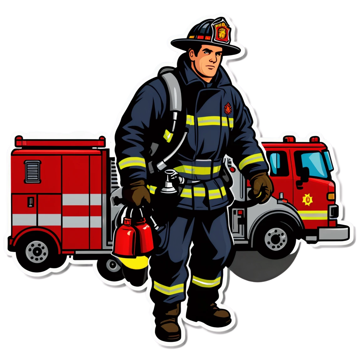 Firefighter truck, hero firefighter sticker, urban hero, firefighter sticker