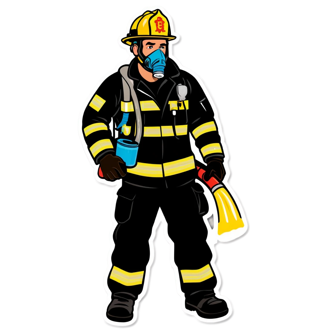 Firefighter gear, hero firefighter sticker, urban hero, firefighter sticker