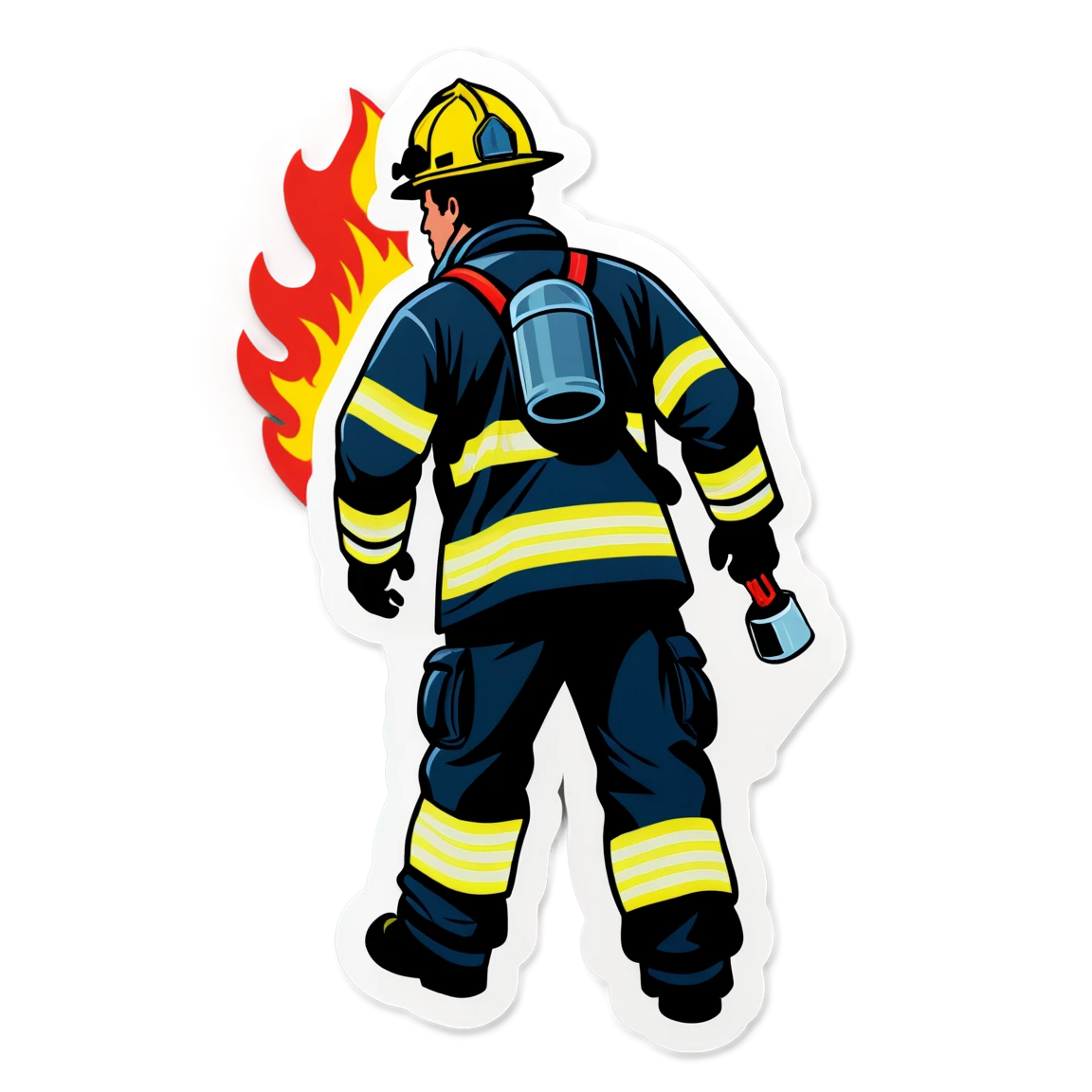 Dealing with fire, hero firefighter sticker, urban hero, firefighter sticker