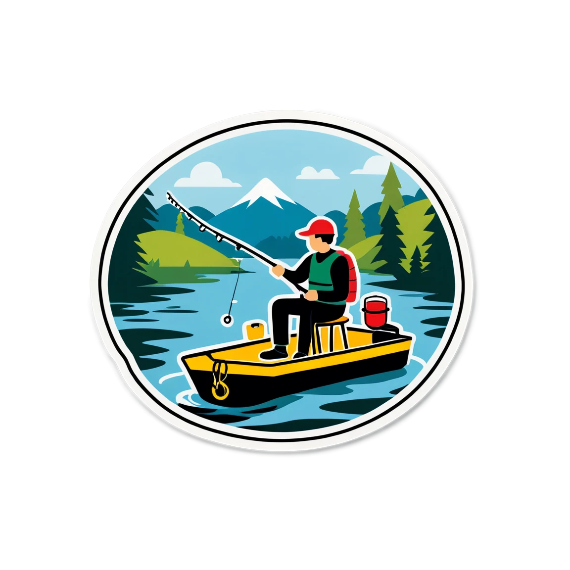 Fishing sticker in a lake