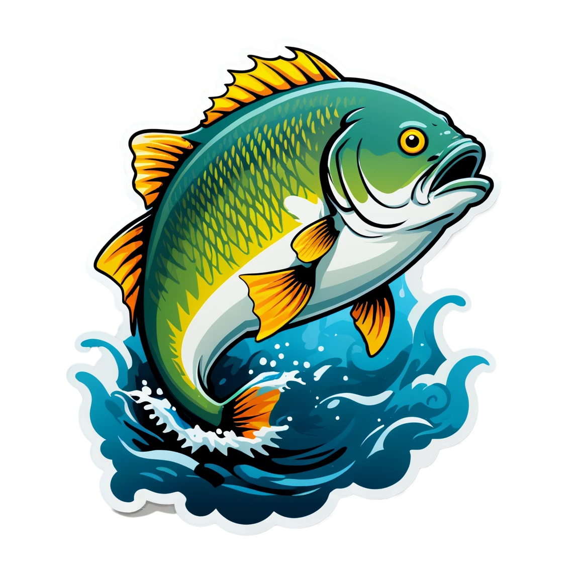 Fishing sticker with a big fish