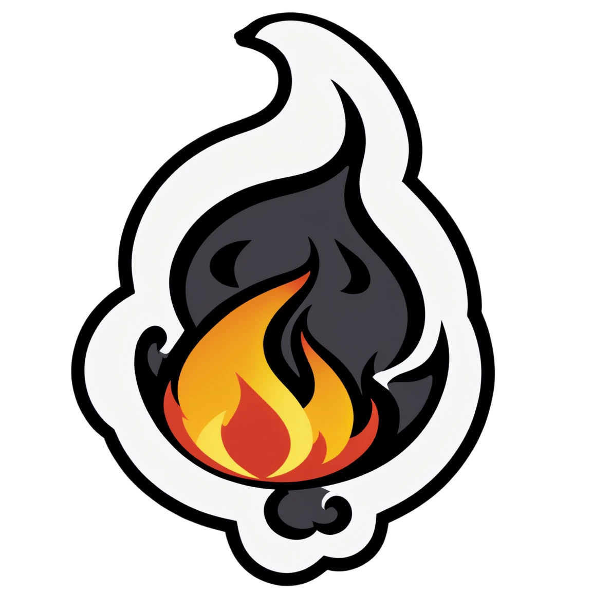 Flame with smoke, flame sticker