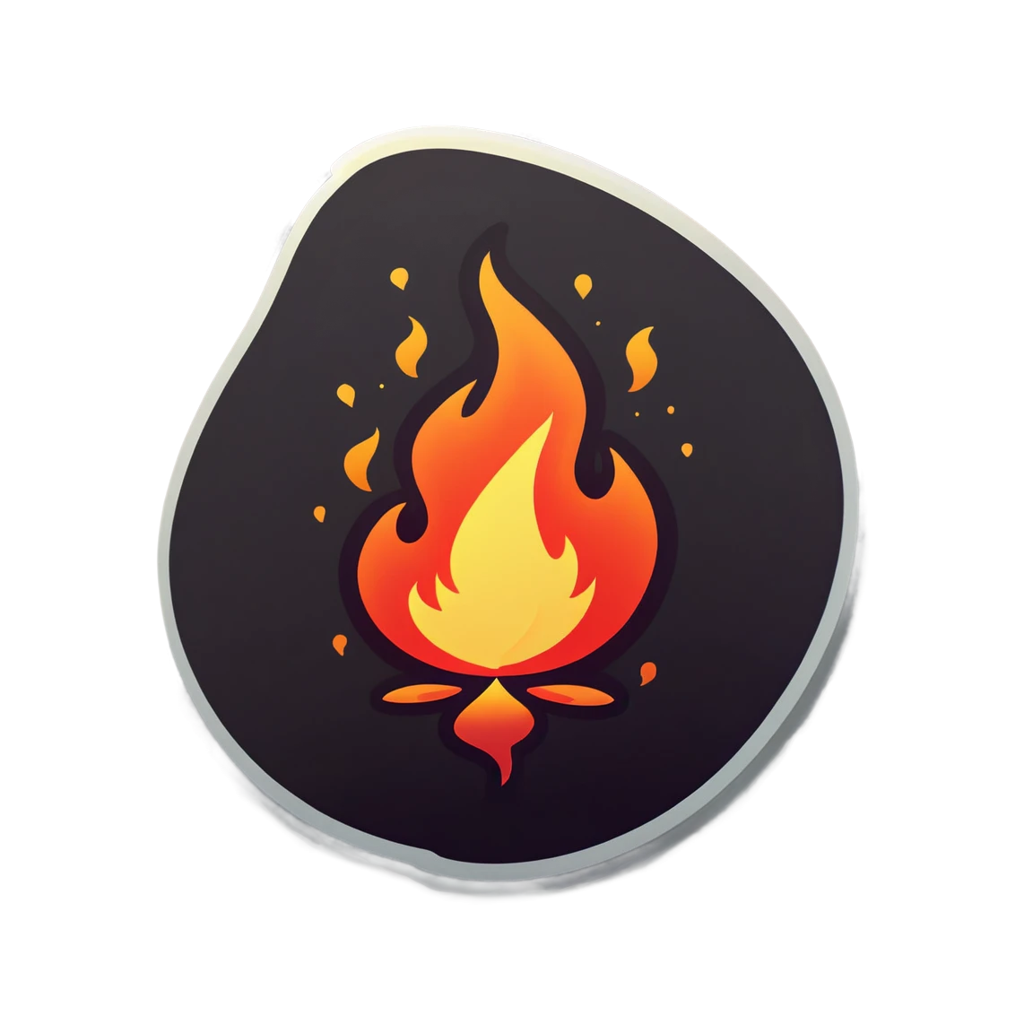 Glowing embers, flame sticker