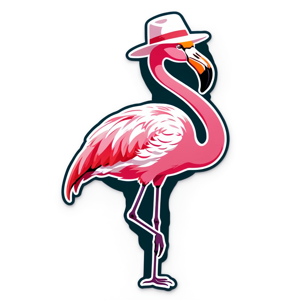 Flamingo wearing a hat, flamingo sticker