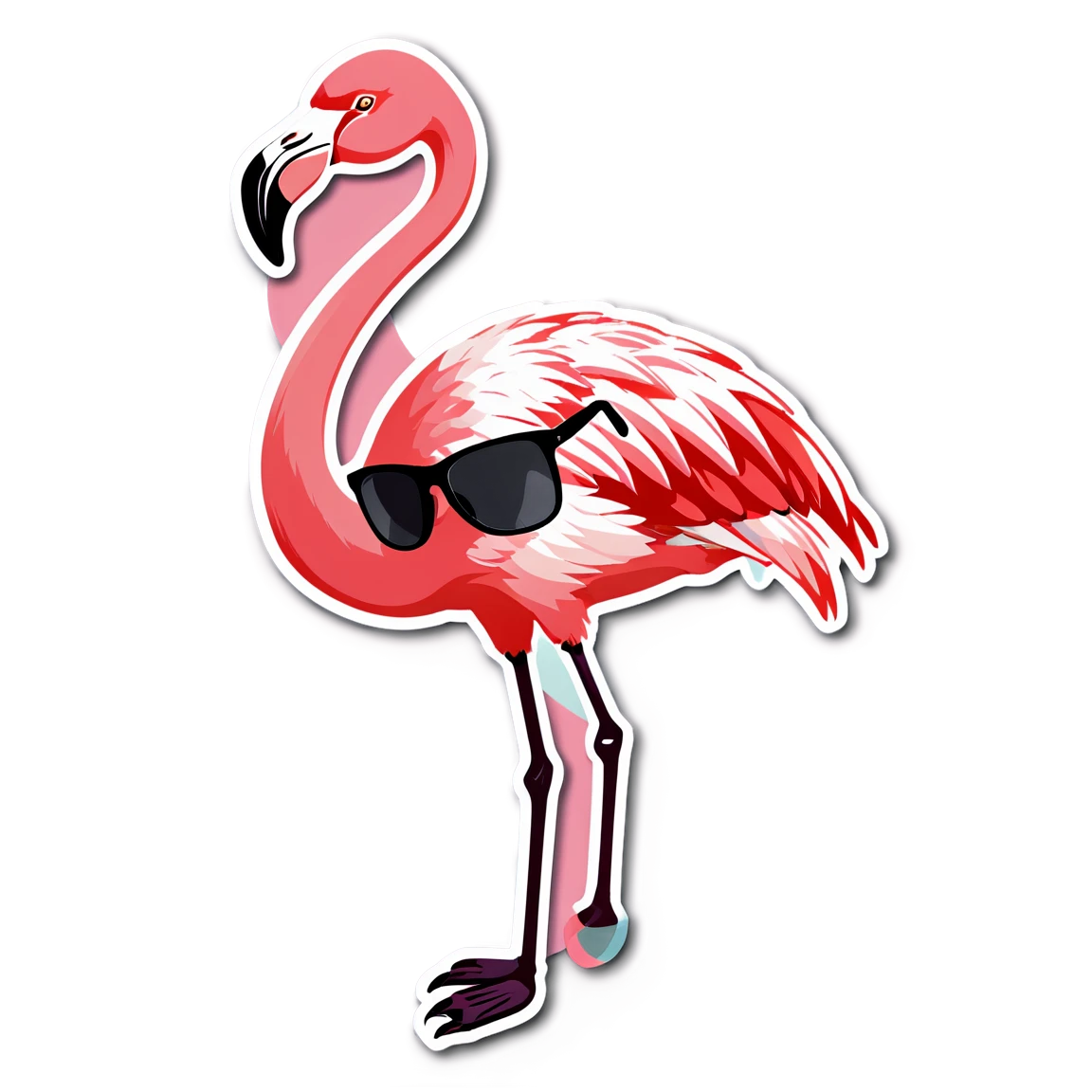 Flamingo with sunglasses, flamingo sticker