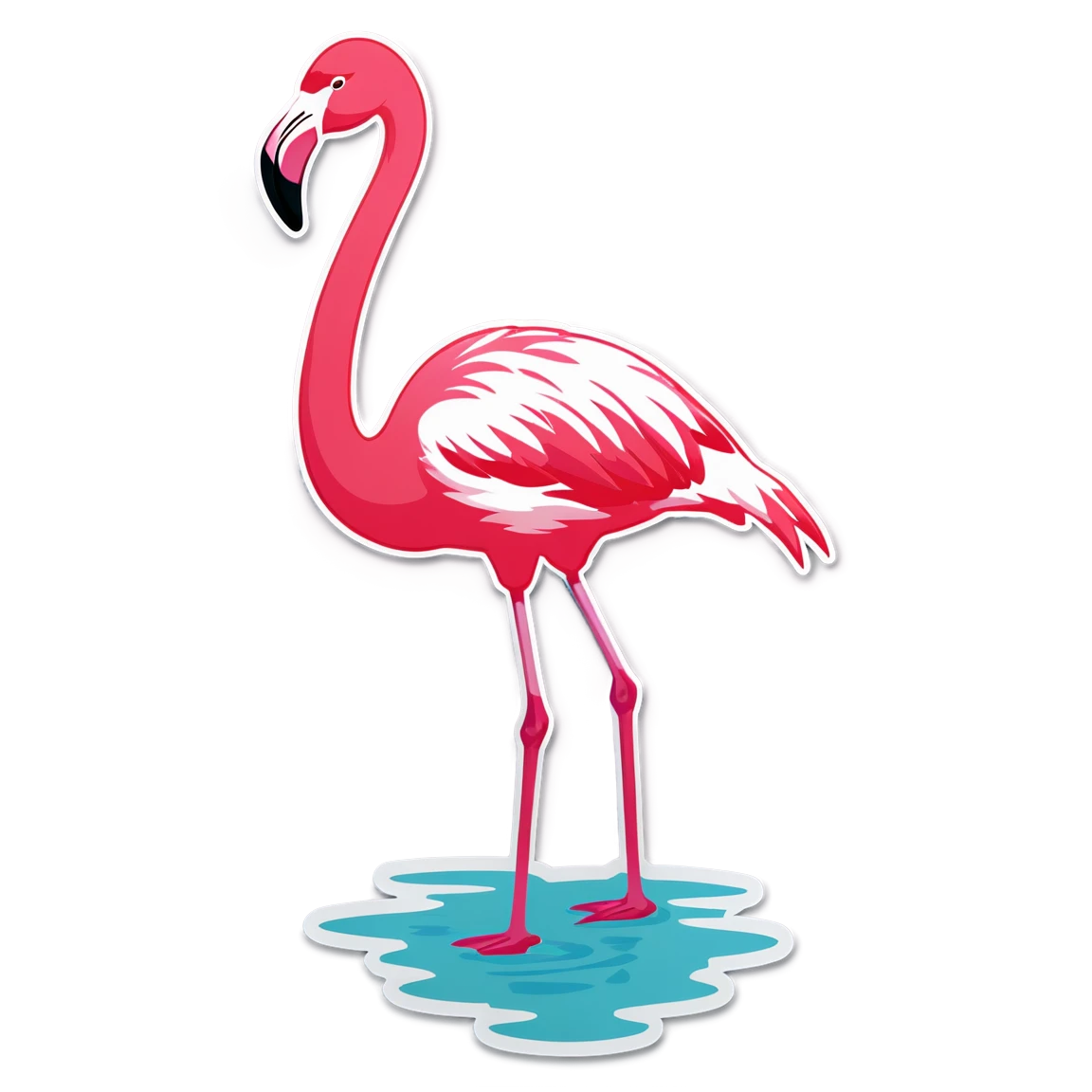 Flamingo in the water, flamingo sticker