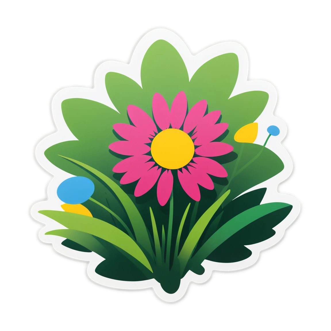 Pink flower, garden sticker, flower sticker