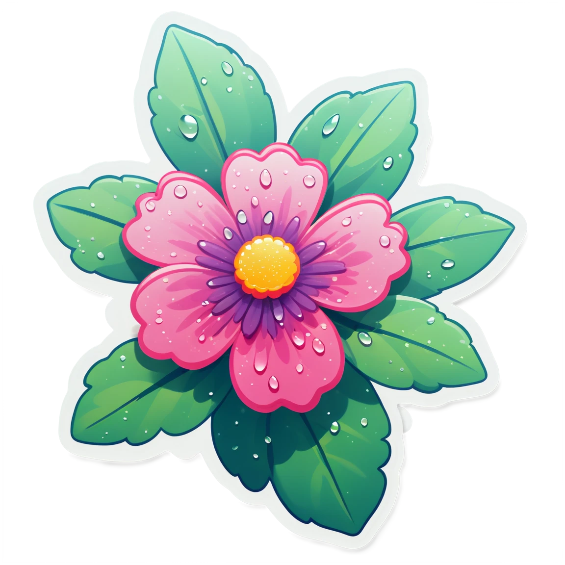 Pink flower, garden sticker, flower sticker