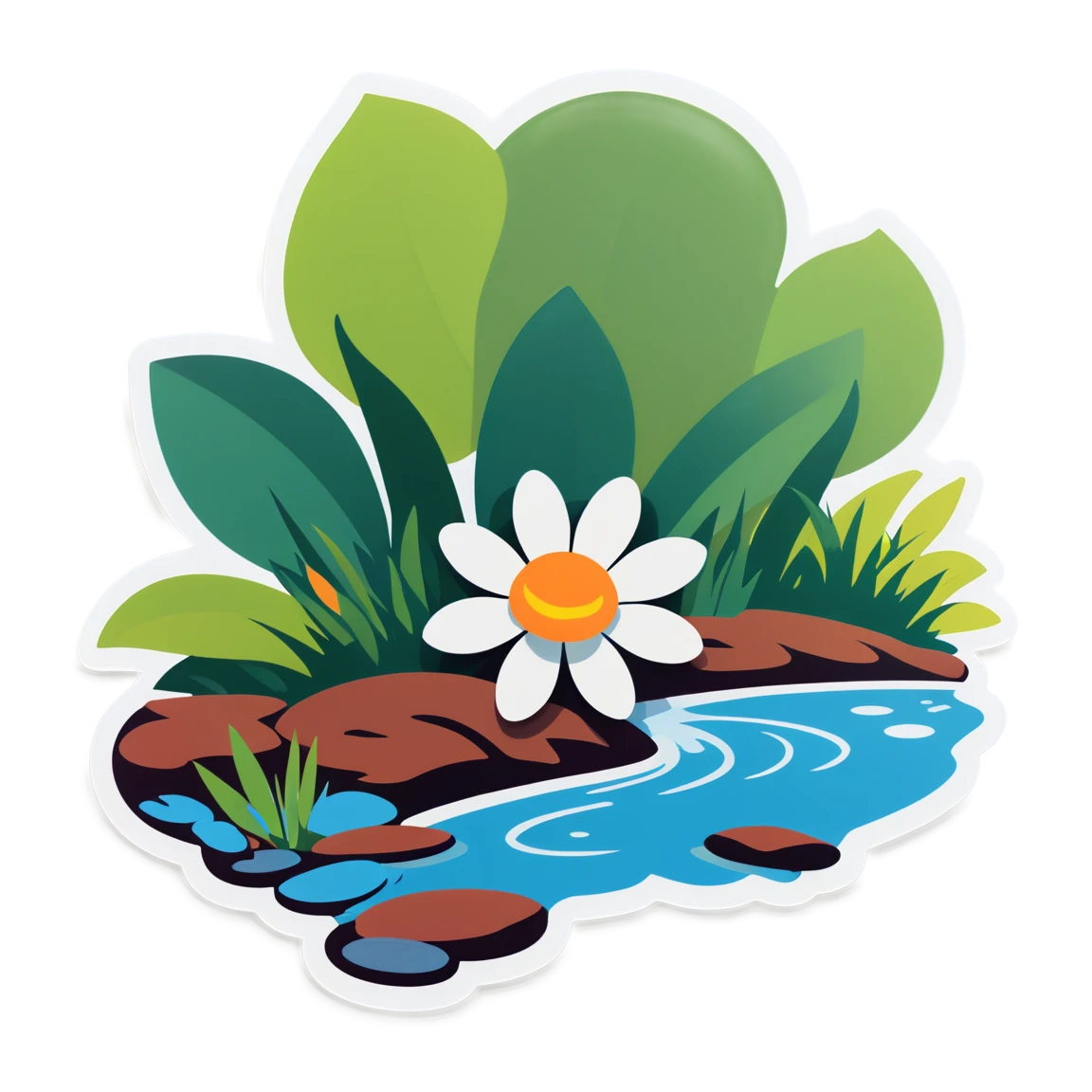 Flower in the water, garden sticker, flower sticker