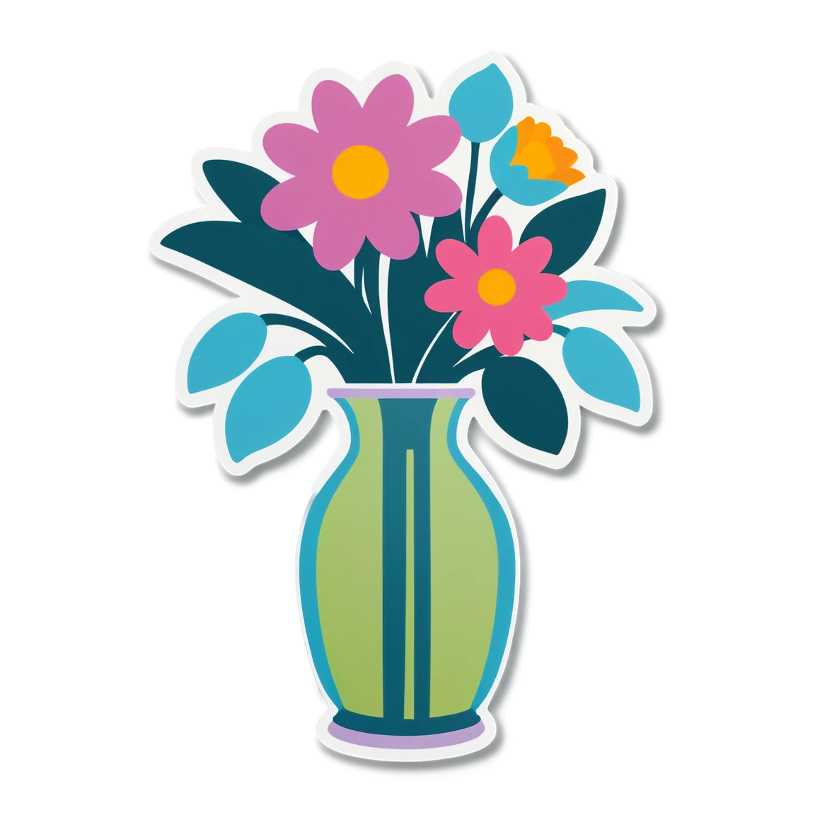 Flowers in water, garden sticker, flower sticker