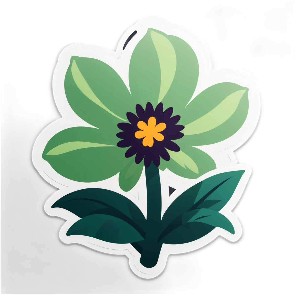 Green flower, garden sticker, flower sticker