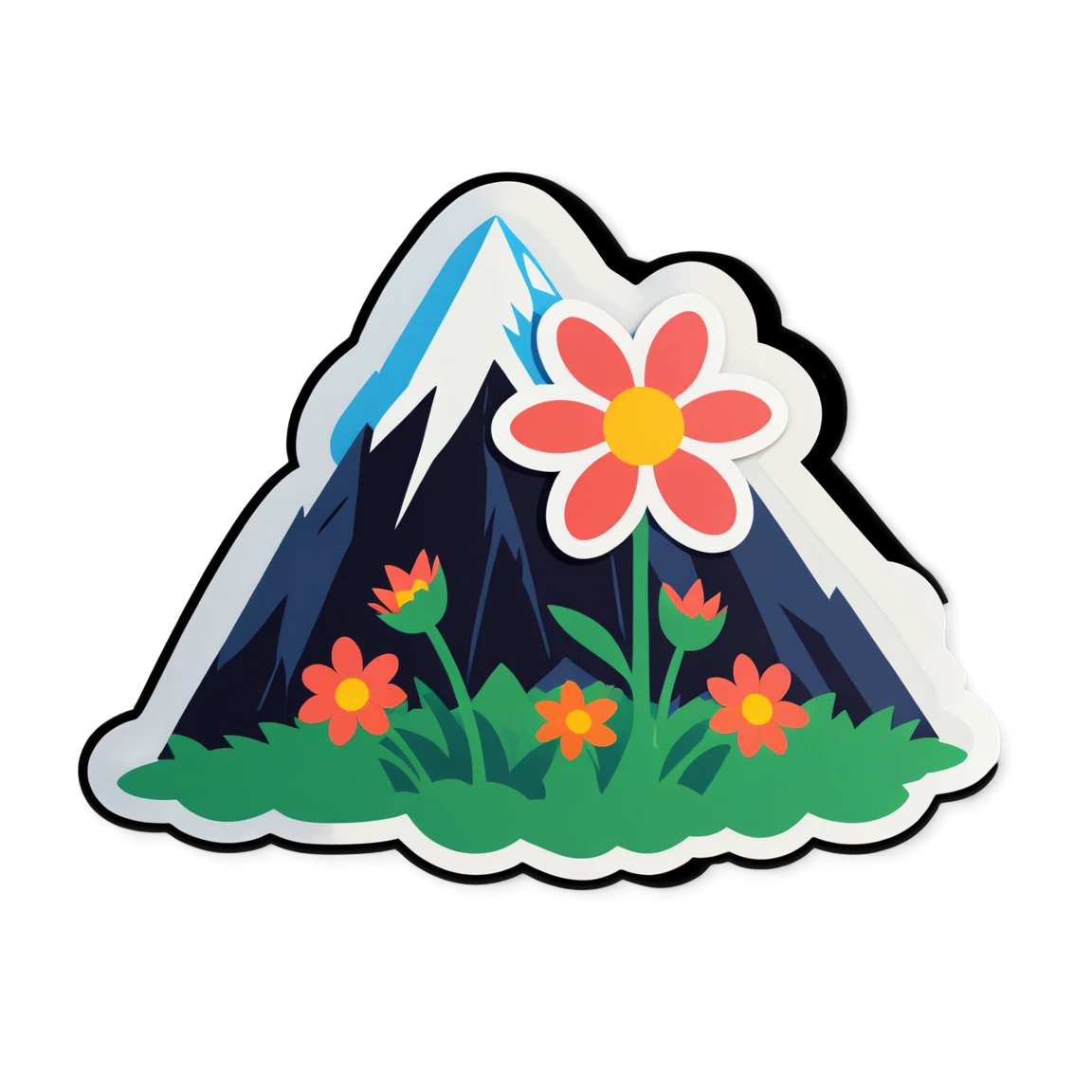 Flower on snow, garden sticker, flower sticker