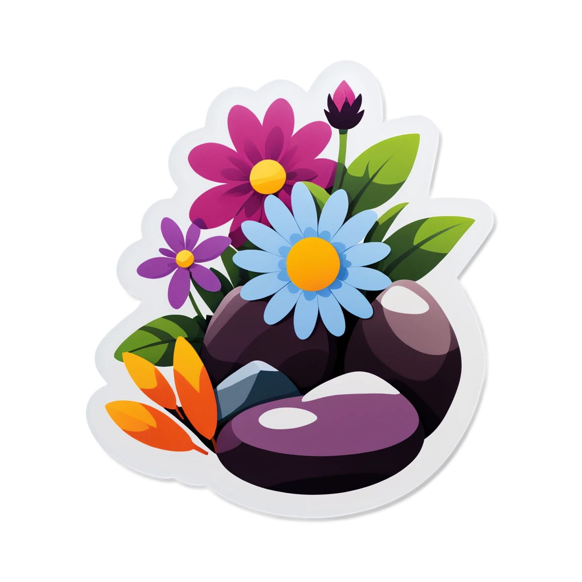 Flowers in a garden, garden sticker, flower sticker