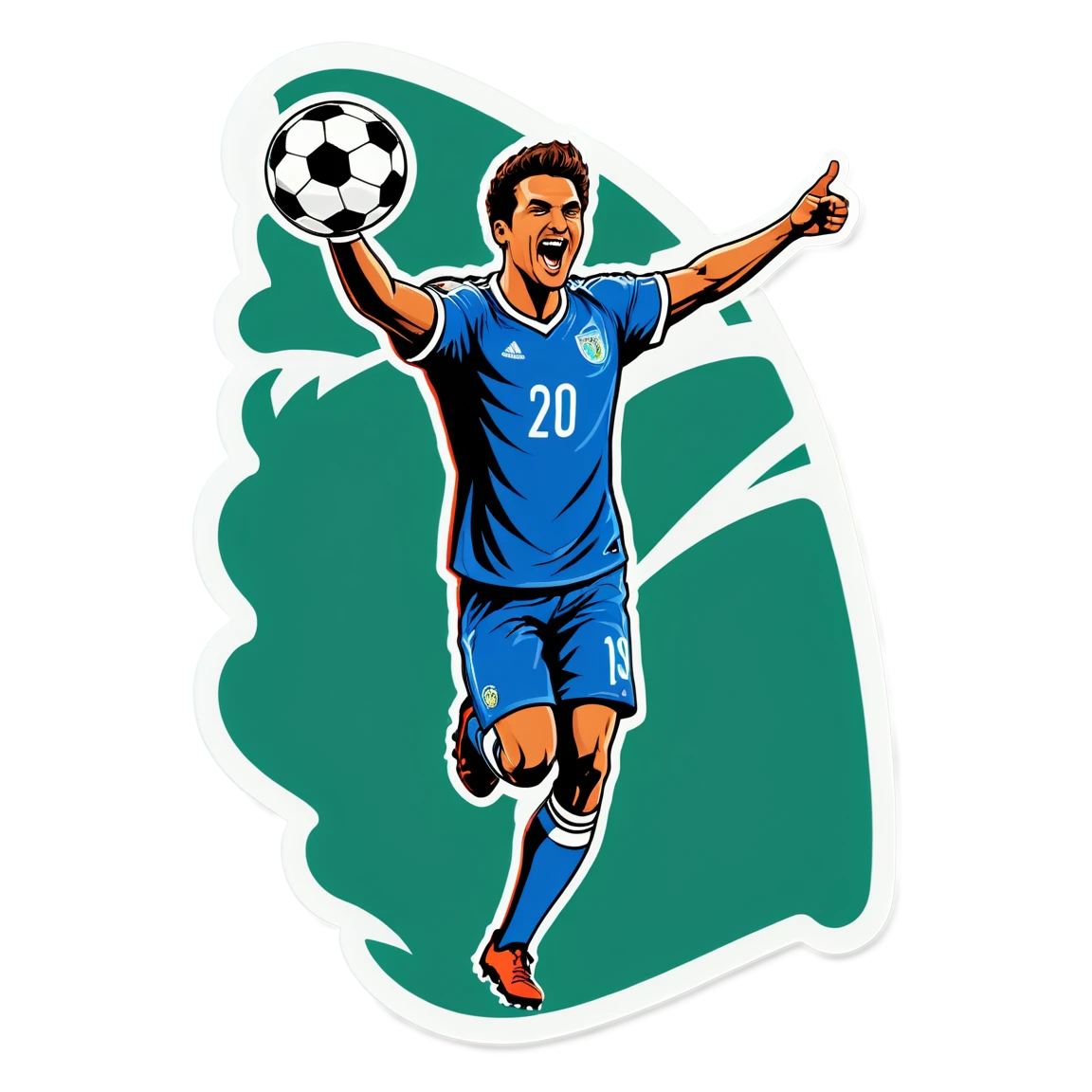 Football sticker with a goal celebration