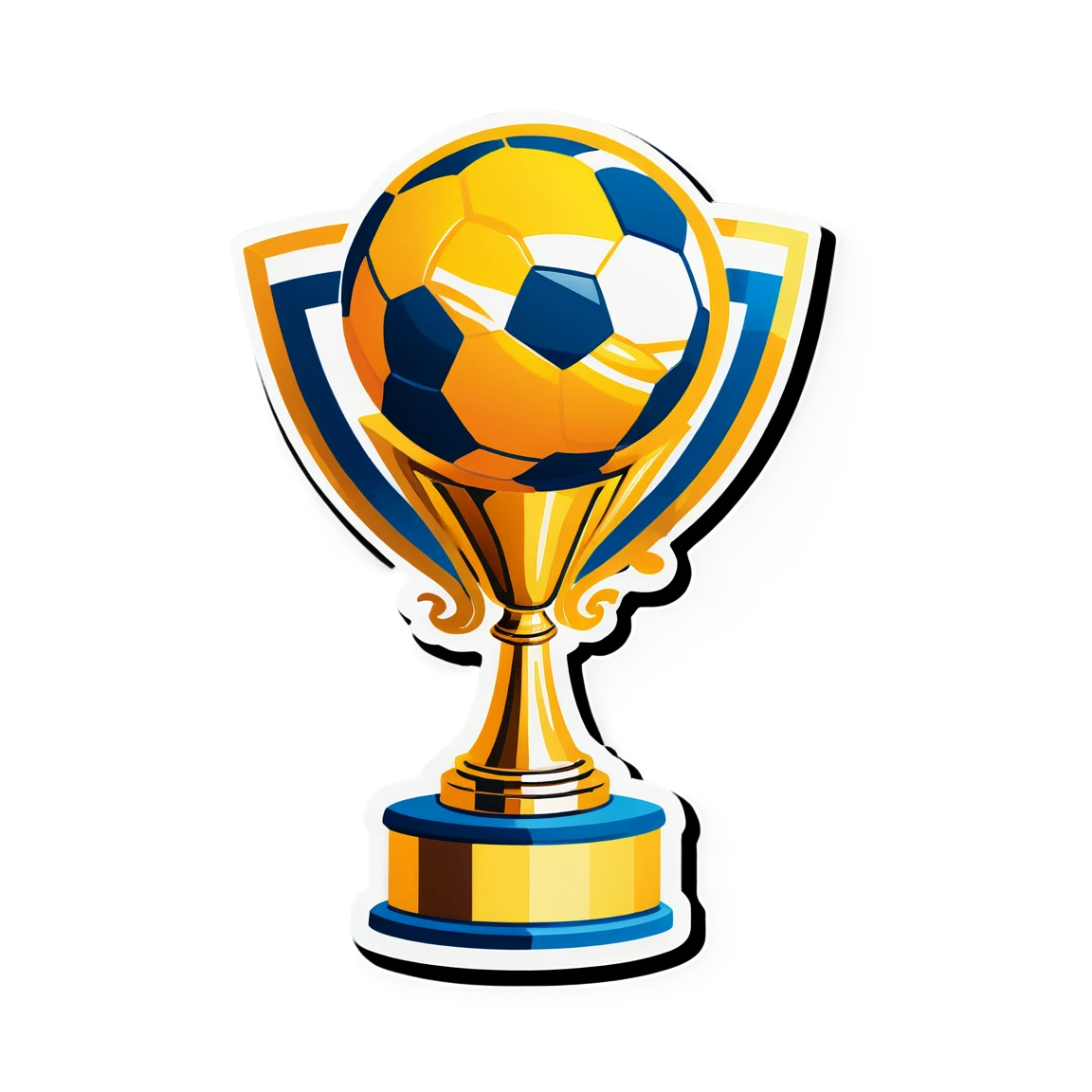 Football sticker with a trophy