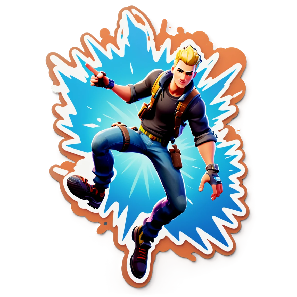 Fortnite sticker in an action pose