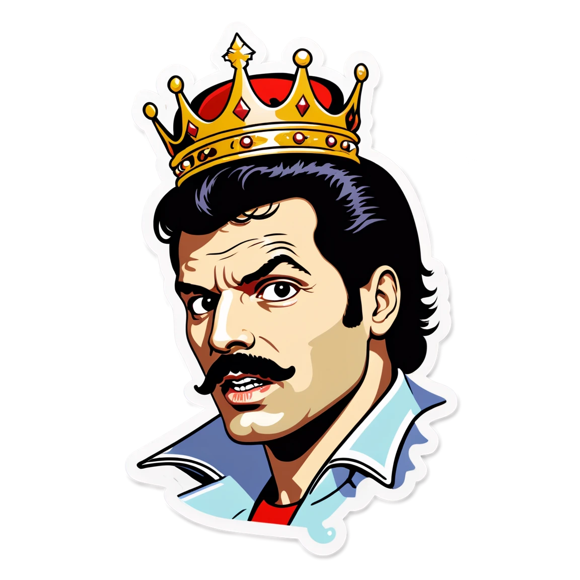 Freddie Mercury with a crown, singer sticker, Freddie Mercury sticker