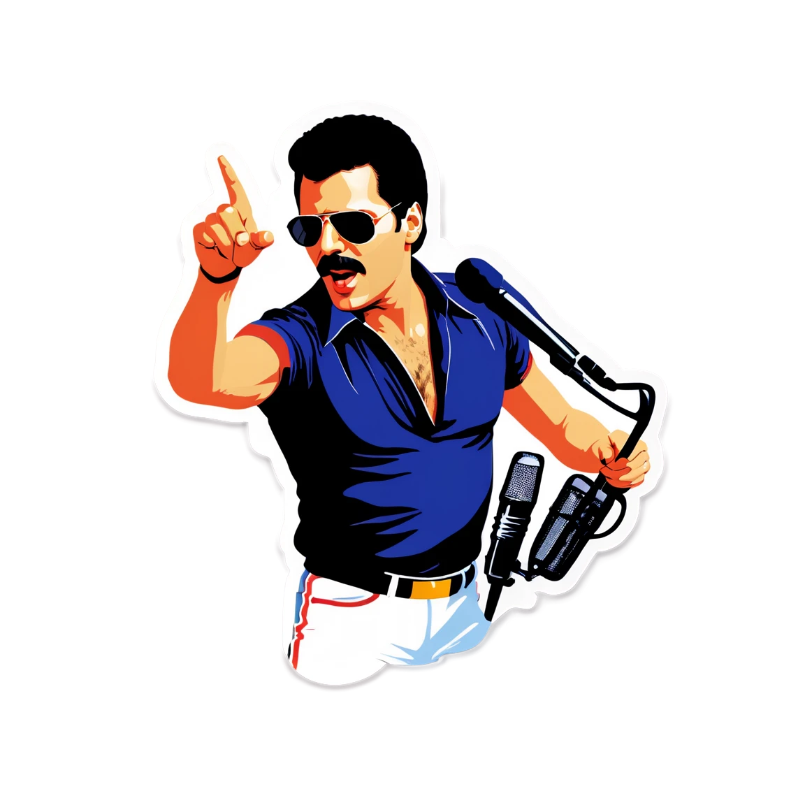 Freddie Mercury with sunglasses, singer sticker, Freddie Mercury sticker