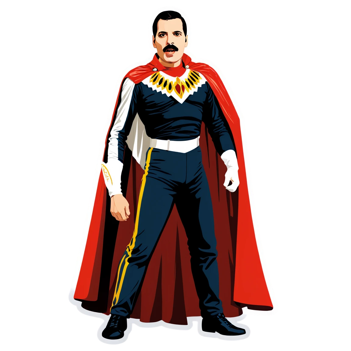 Freddie Mercury wearing a cape, singer sticker, Freddie Mercury sticker