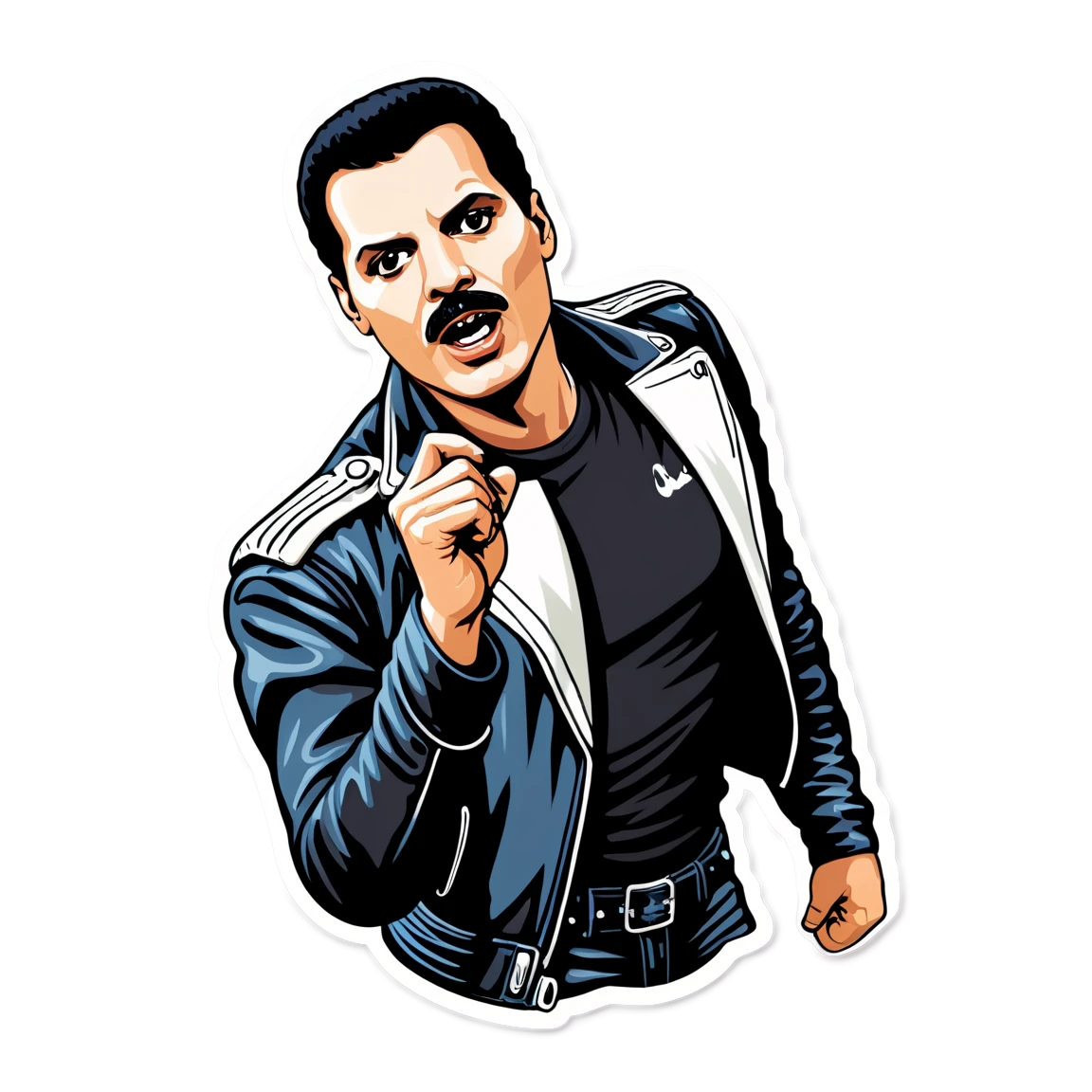 Freddie Mercury in a leather jacket, singer sticker, Freddie Mercury sticker