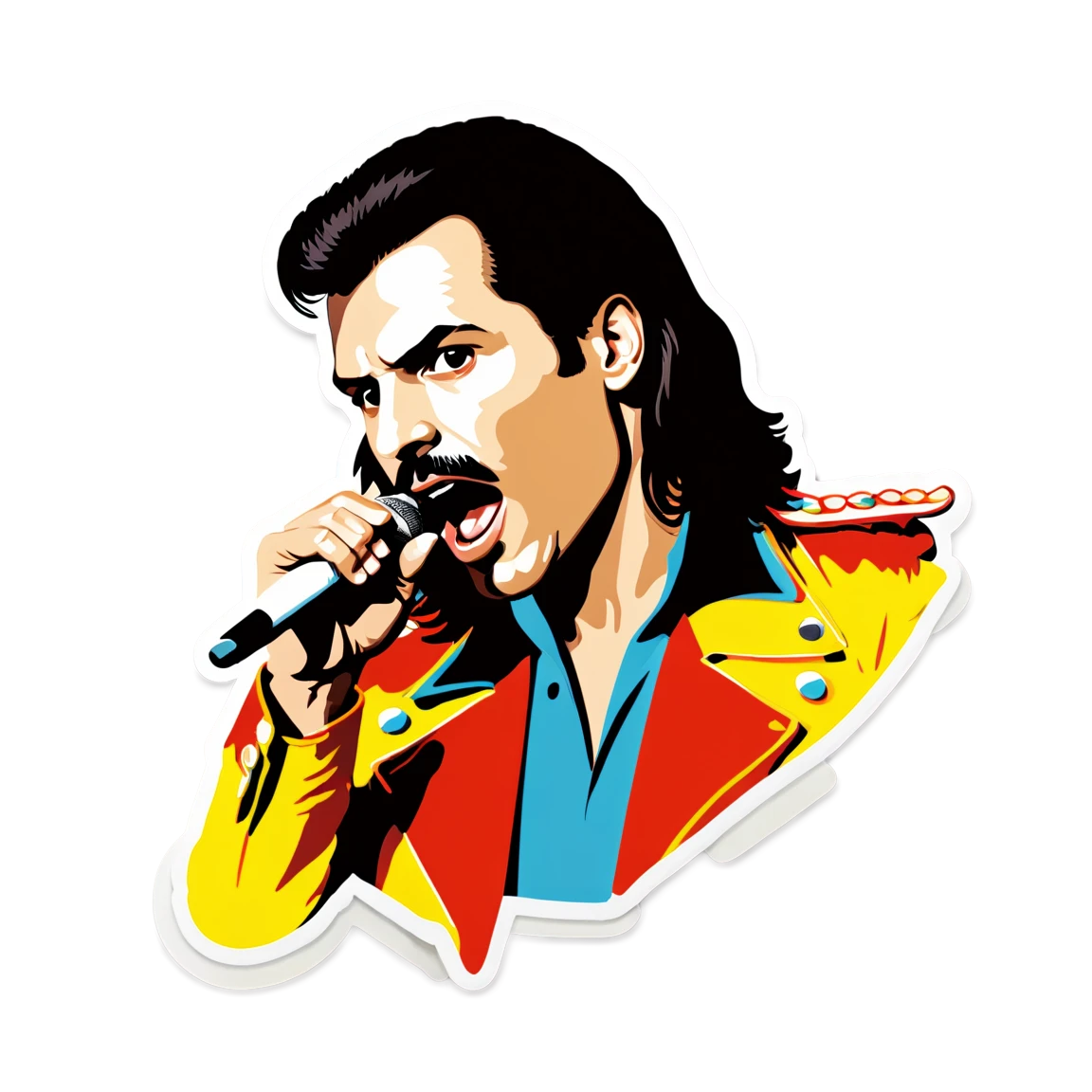 Freddie Mercury with long hair, singer sticker, Freddie Mercury sticker