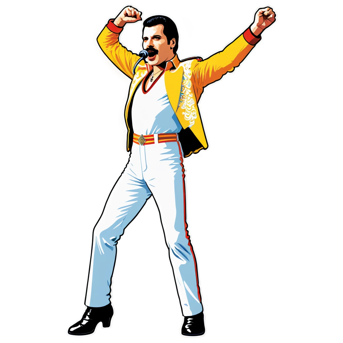 Freddie Mercury on stage, singer sticker, Freddie Mercury sticker