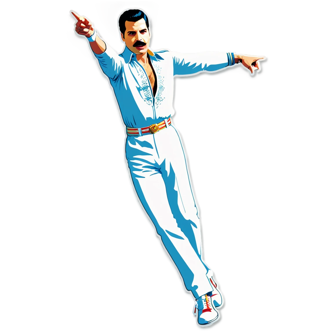 Freddie Mercury striking a pose, singer sticker, Freddie Mercury sticker