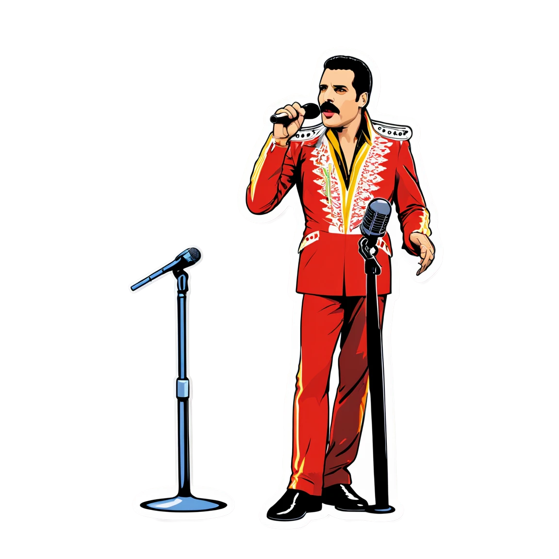 Freddie Mercury with a mic stand, singer sticker, Freddie Mercury sticker