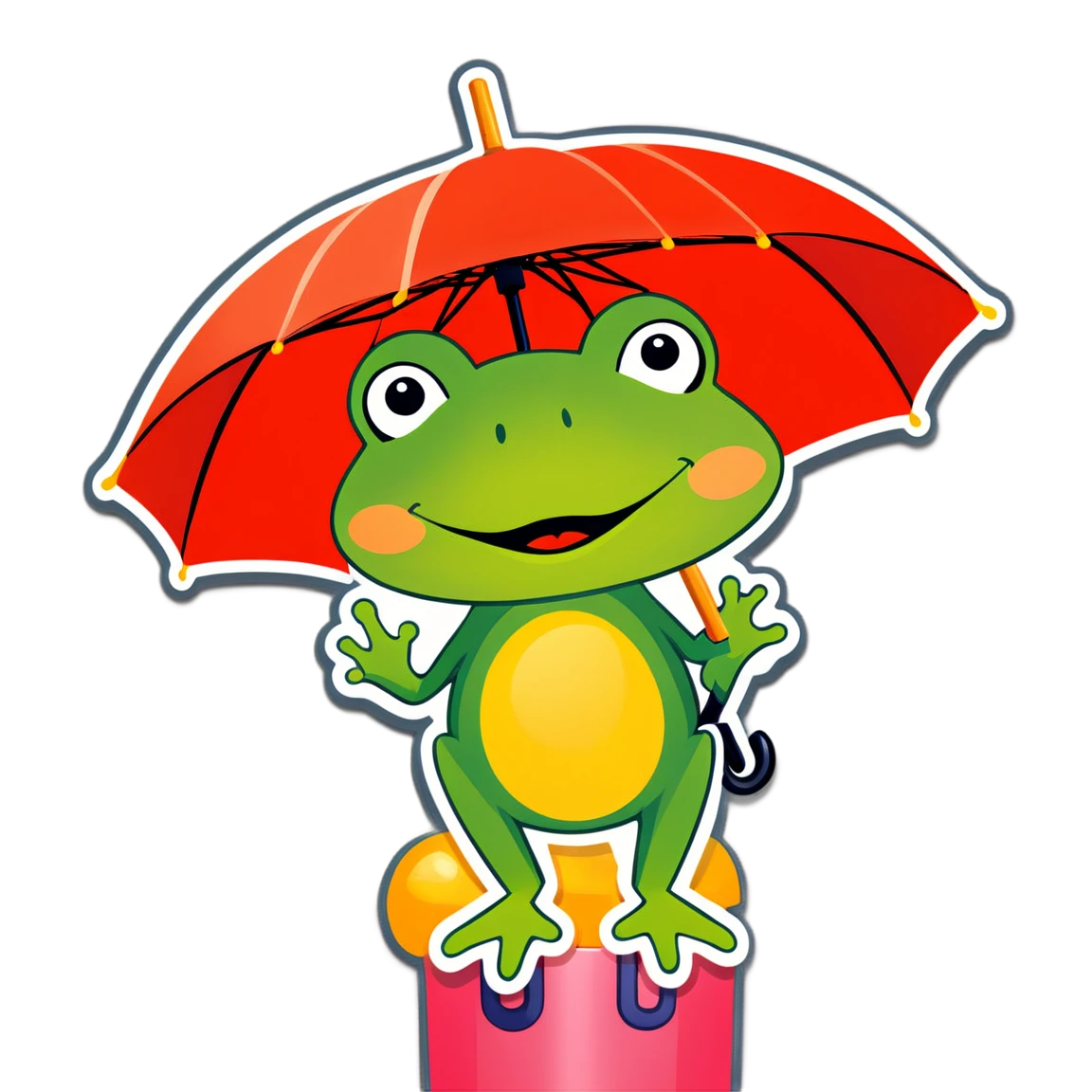 Frog sticker holding an umbrella