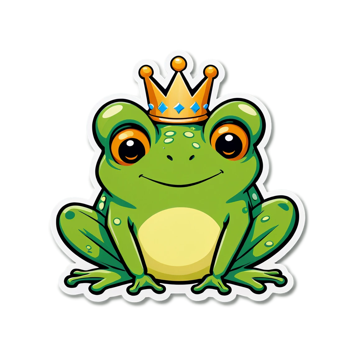 Frog sticker with a crown