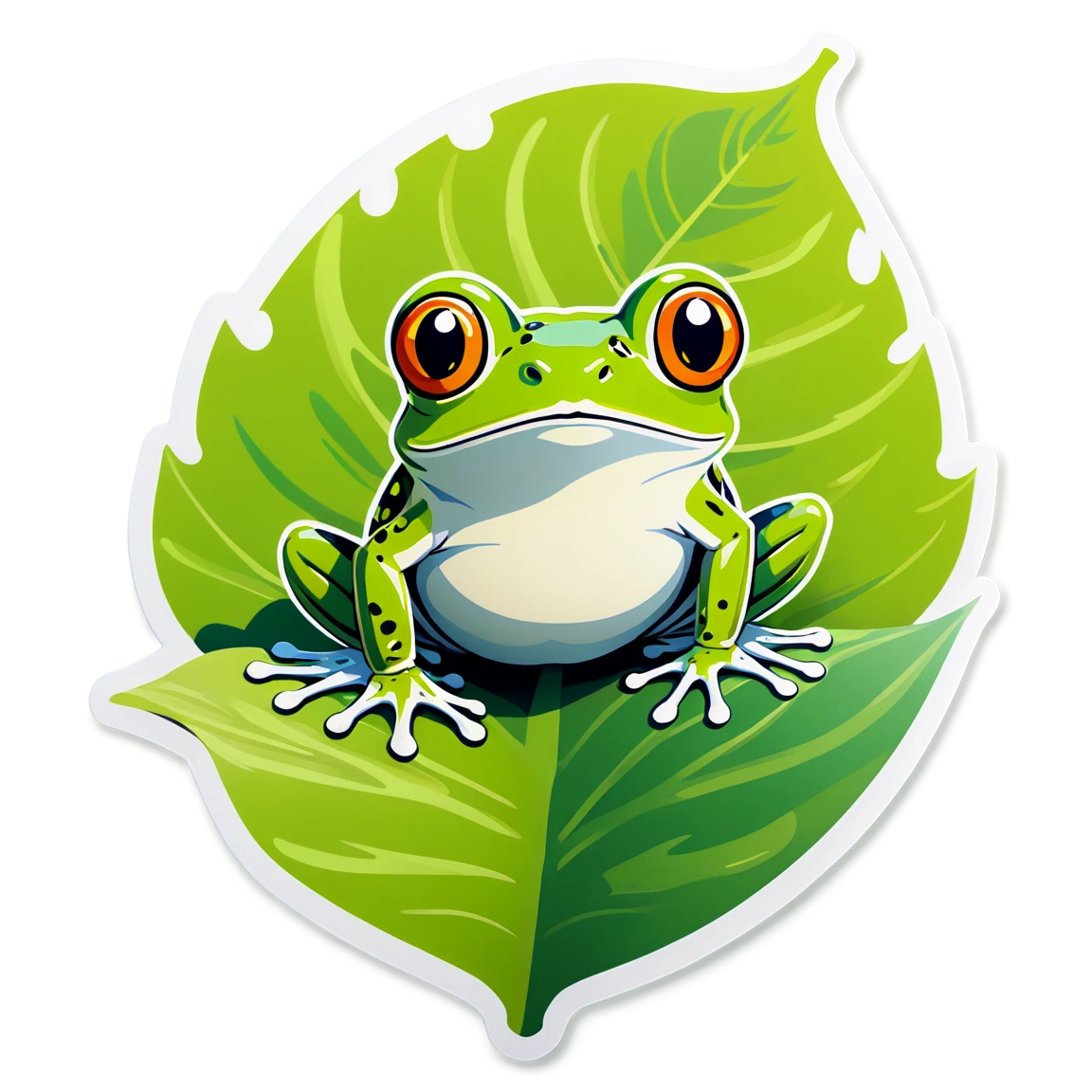 Frog sticker on a leaf