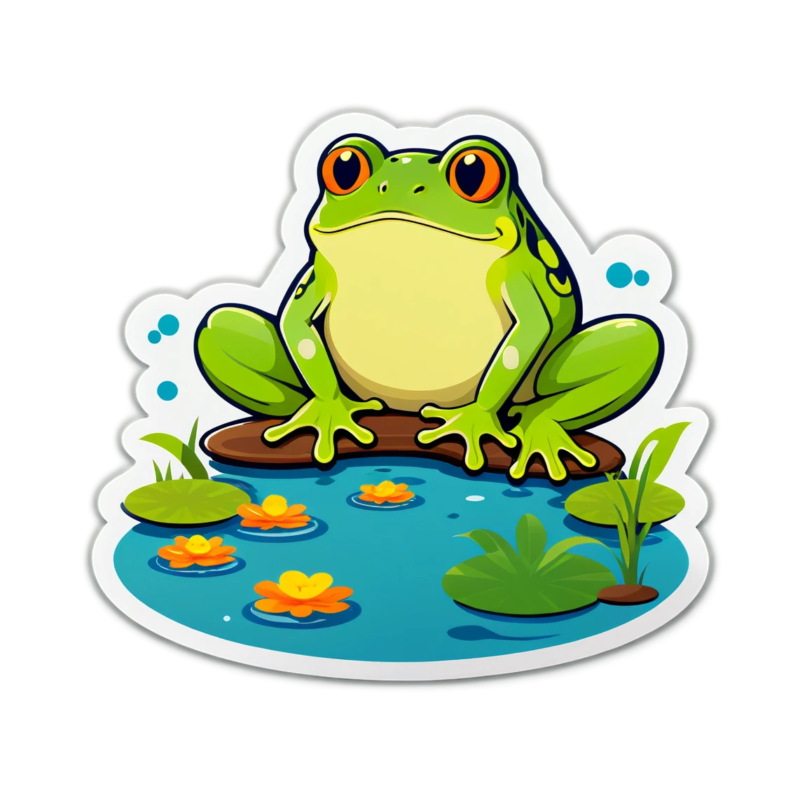 Frog sticker in a pond