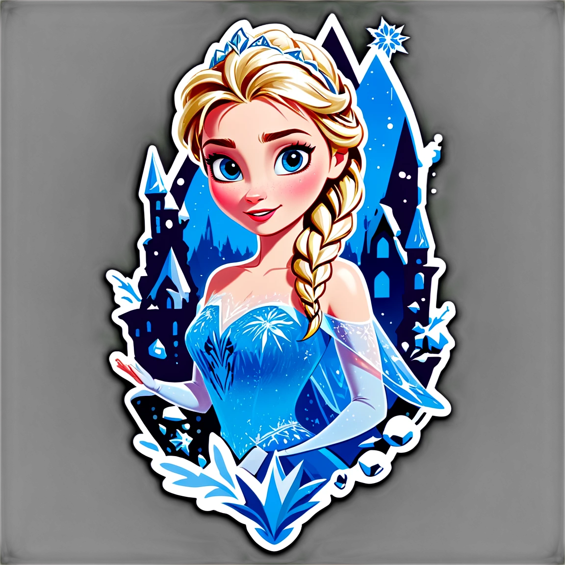 Frozen with Elsa in ice palace, frozen sticker