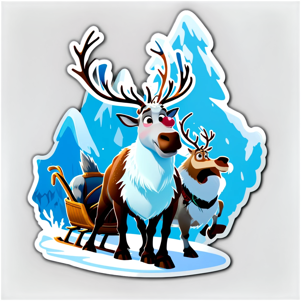 Frozen with Sven pulling sled, frozen sticker