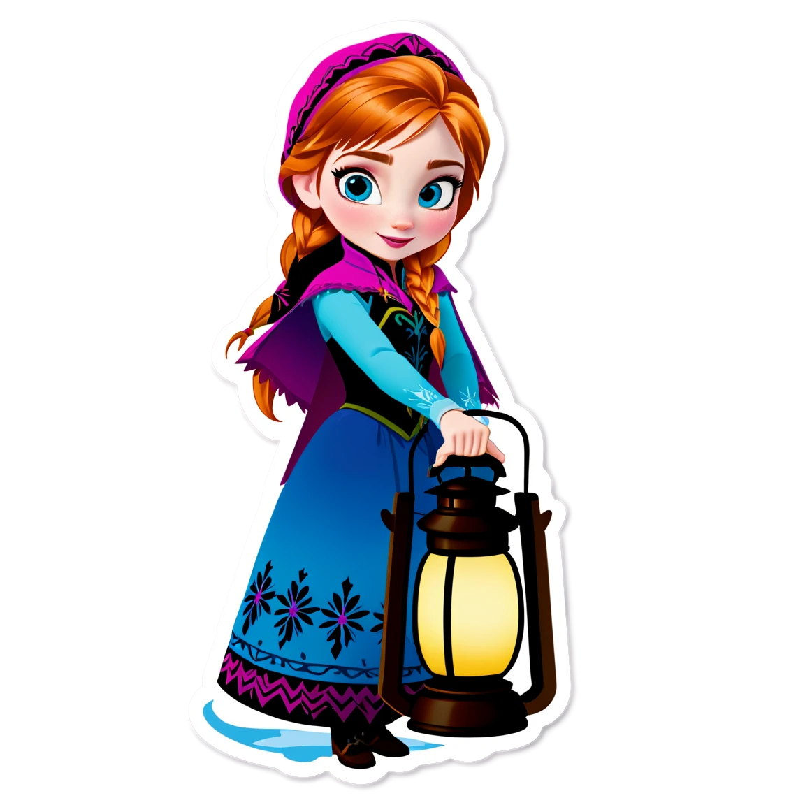 Frozen with Anna, lantern, frozen sticker