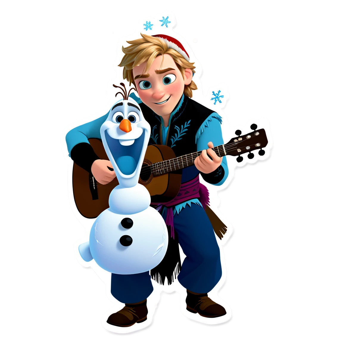 Frozen with Kristoff playing guitar, frozen sticker