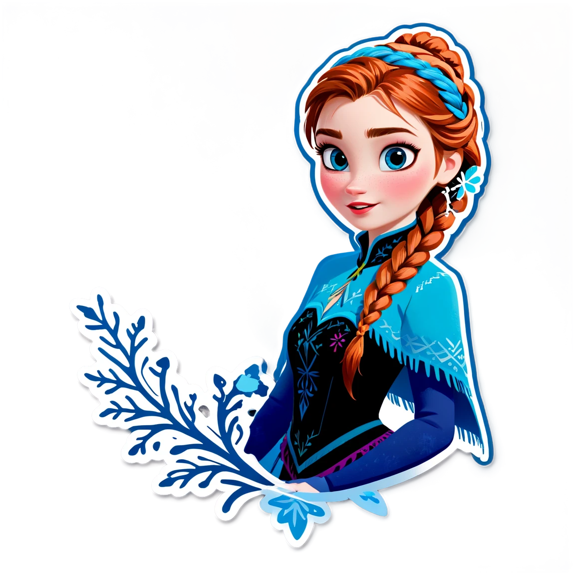 Frozen with Anna in braids, frozen sticker