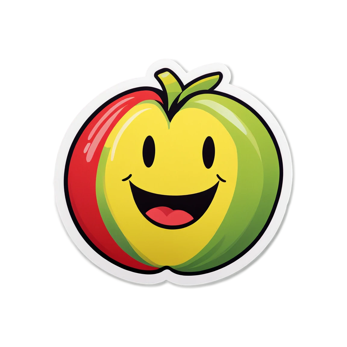 Fruit sticker with a smiley face