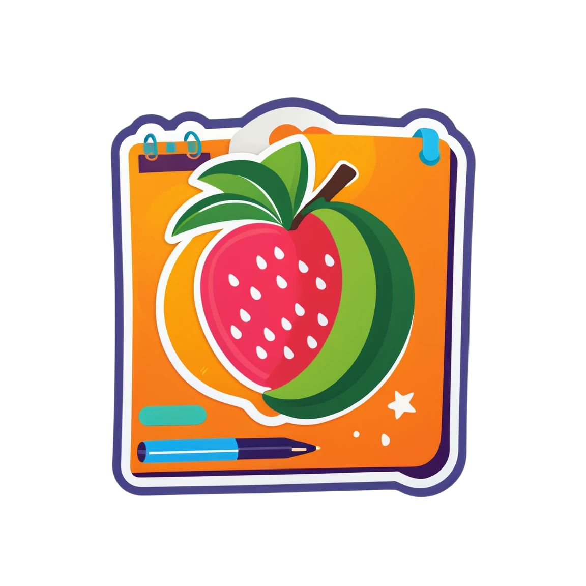 Fruit sticker on a notebook