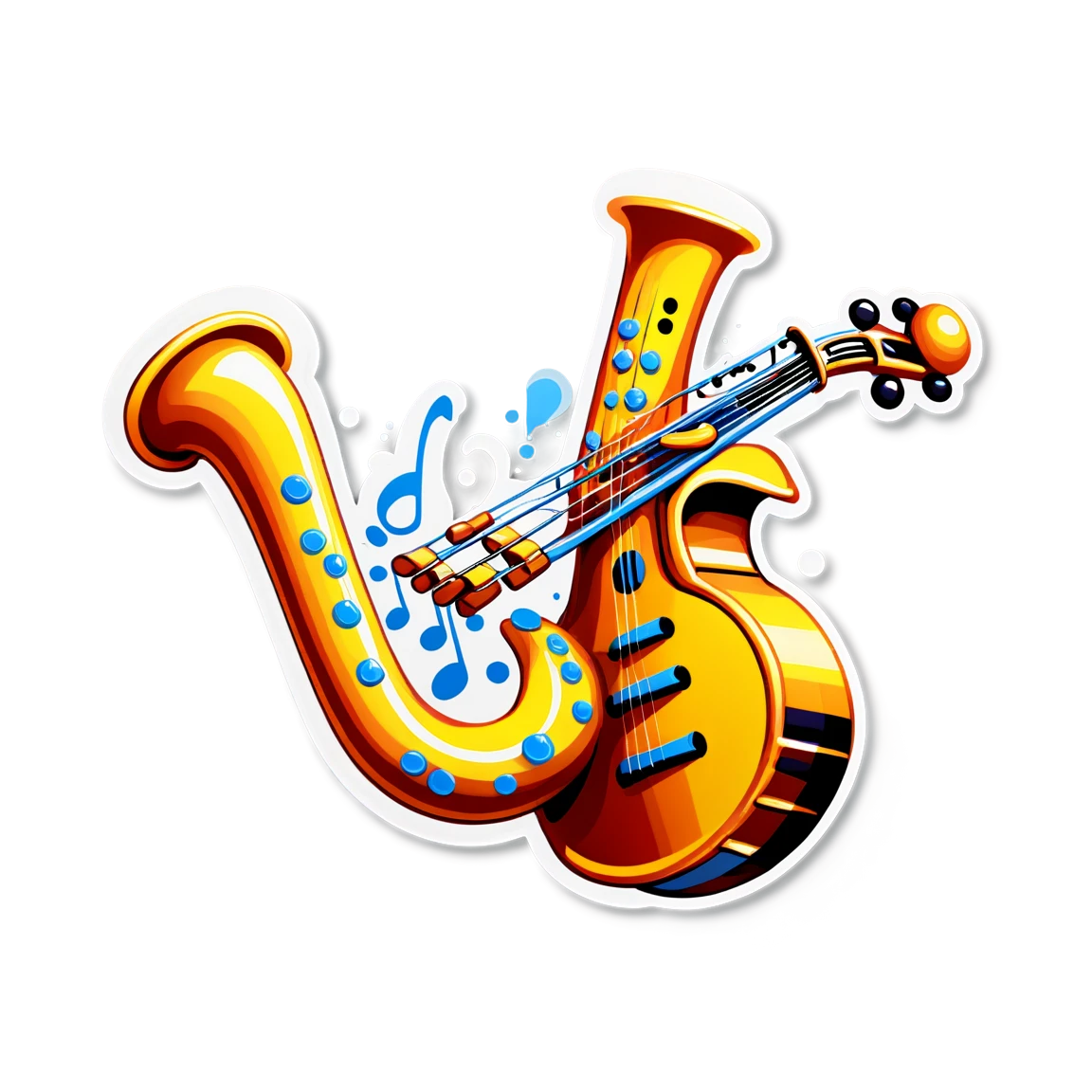 Fun sticker playing an instrument