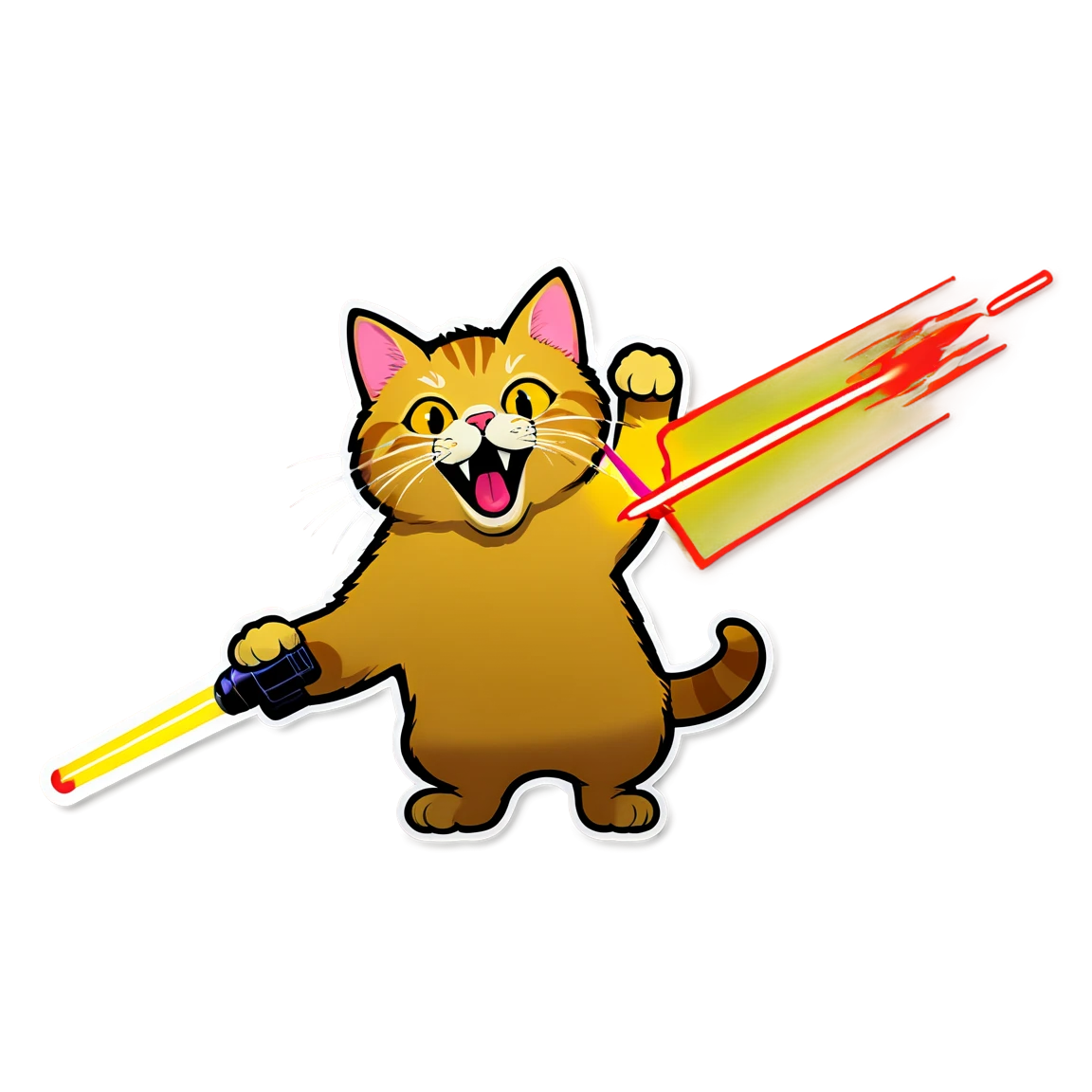 Rocket cat sticker, orange cat sticker, funny cat sticker